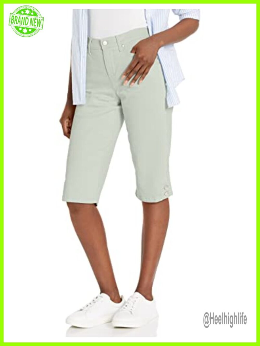 Midrise Skimmer Shorts Below Knee Flat Front Casual Women's Petite